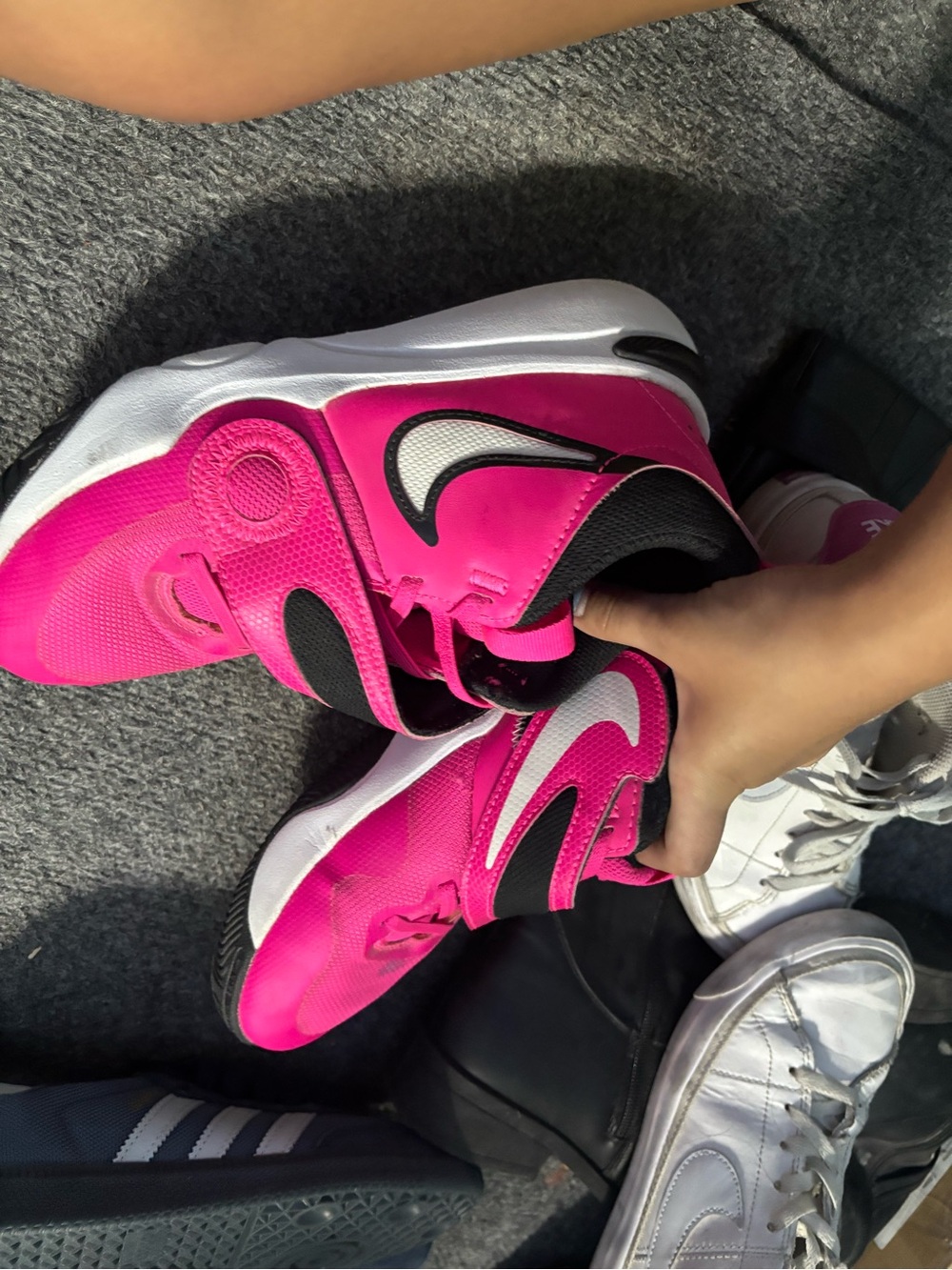 Nike Pink and Black Kids' Velcro Athletic Sneakers